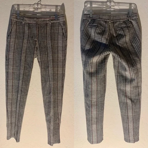 J. Crew Skimmer Vintage Plaid Pants City Fit Wool Blend Size 0 - Picture 1 of 9